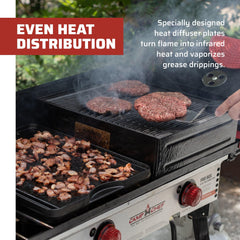 Camp Chef domed lid handle detail emphasizing secure grip and improved smoke circulation