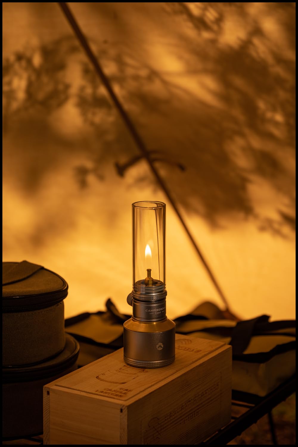 CAMPINGMOON lantern held in hand to show compact size and easy placement