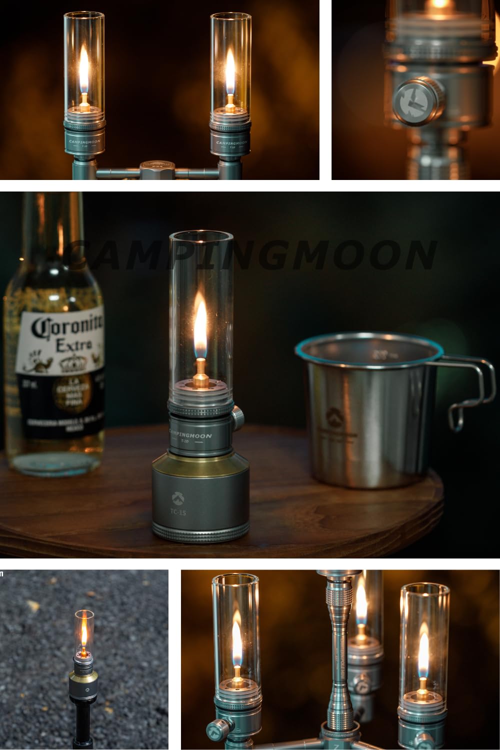 CAMPINGMOON wooden storage case with foam protecting lantern during transport