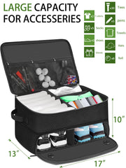 CAMPLAND shoe compartment open displaying space for golf shoes and protection