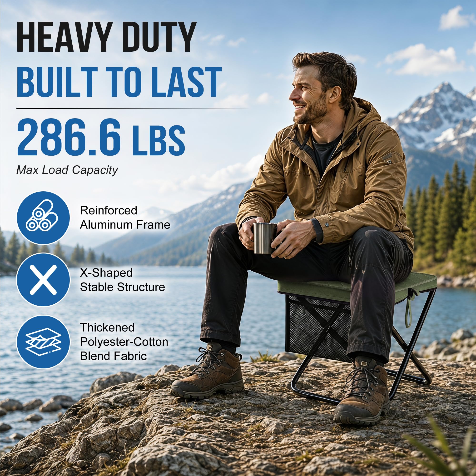 Camplist stool in use on trail offering portable rest during hikes