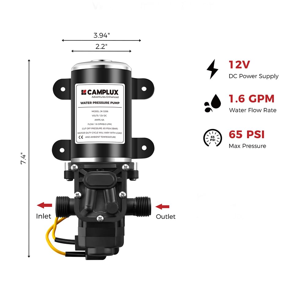CAMPLUX diaphragm detail illustrating robust internal design for steady 1.6 GPM flow