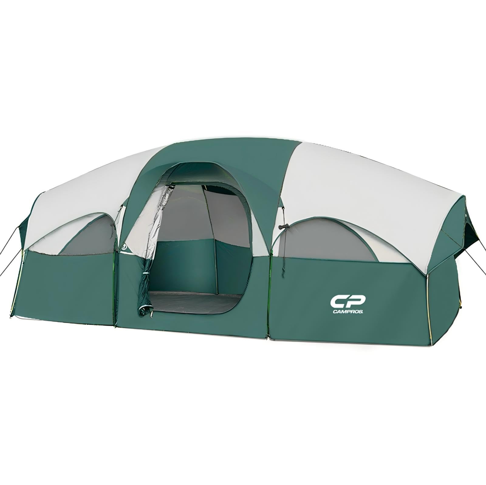 CAMPROS CP front view of 8-person tent showing roomy entrance and protection