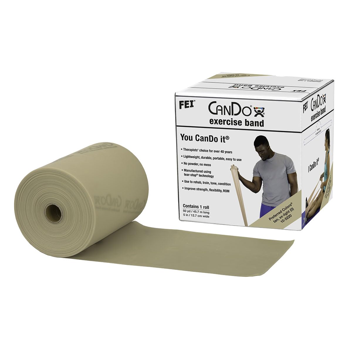 CanDo band roll packaging showing dispenser box and easy cutting convenience