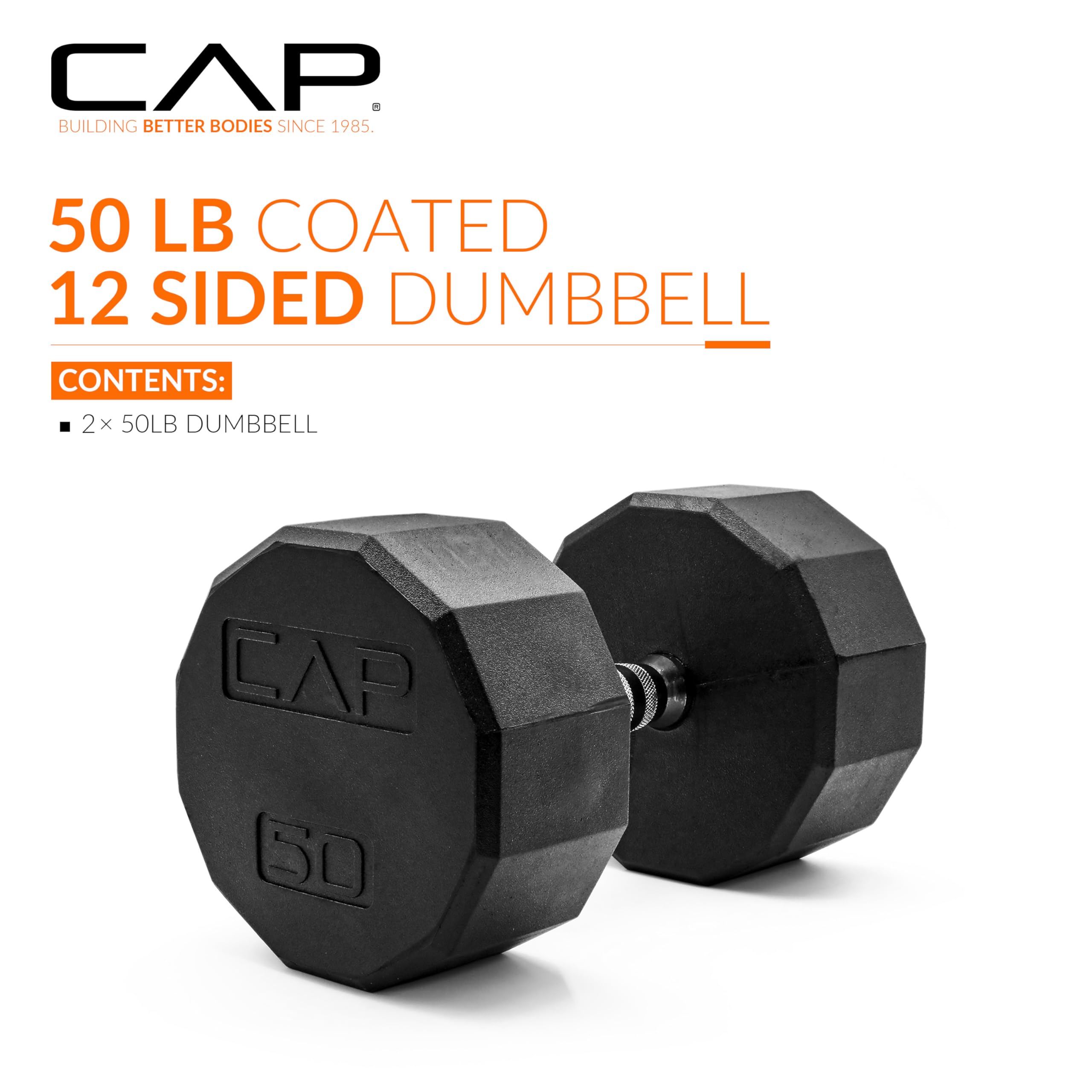 CAP close-up of 12-sided recycled rubber head highlighting anti-roll stability