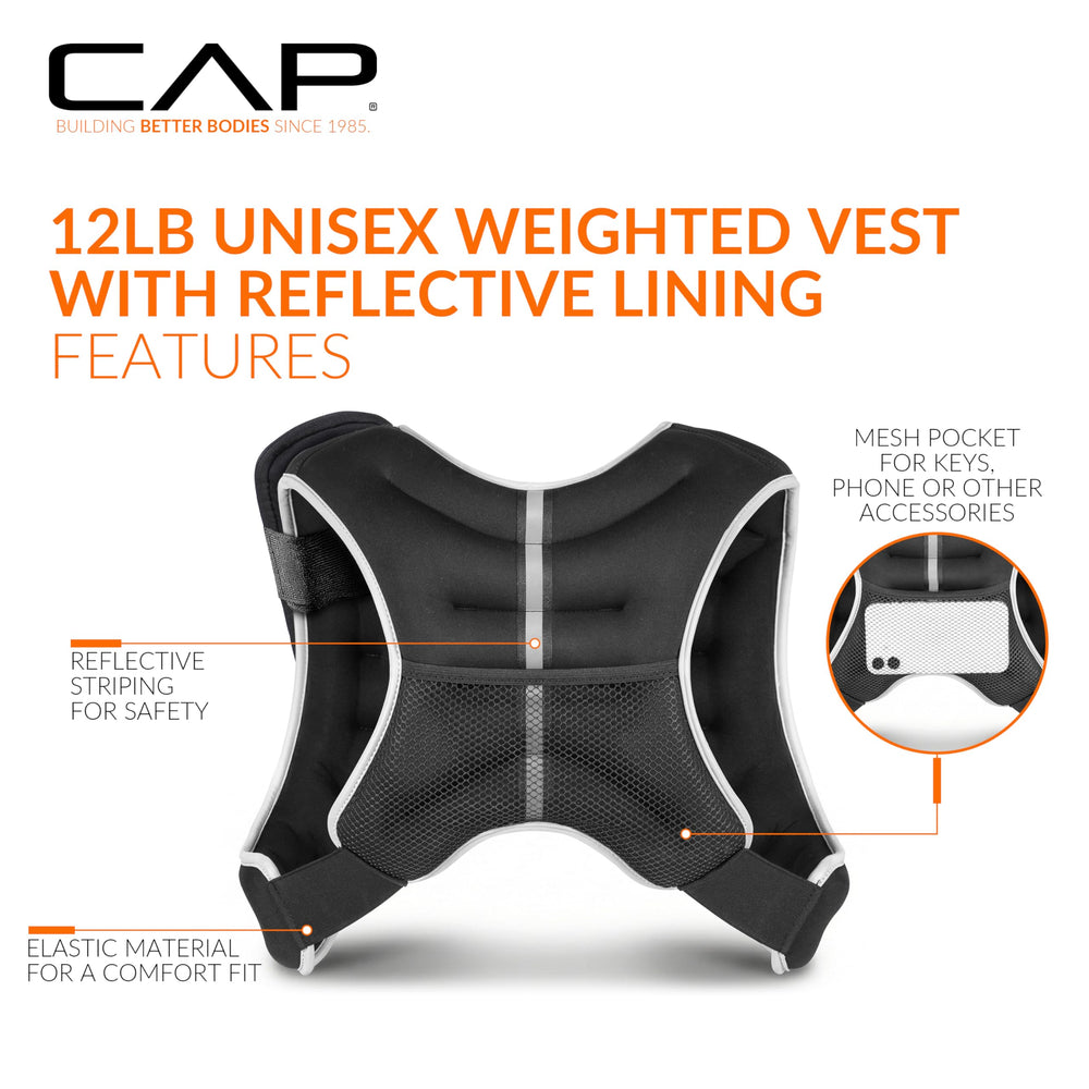 CAP vest reflective striping detail improving visibility during runs