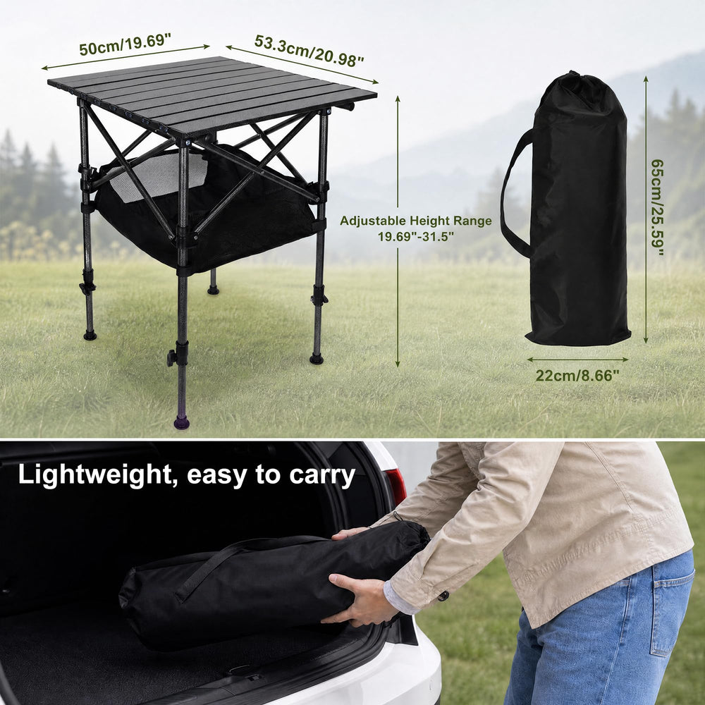 CAPASTEC table rolled up inside carry bag for easy transport