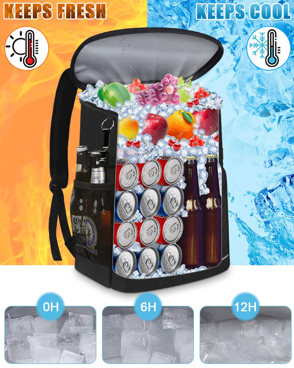 Capolo side mesh pockets holding bottles for quick access and extra storage