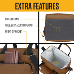 Carhartt front zip pocket with contents showing organized-access benefit