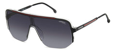 Carrera 1060/S front view showing black and red frame and grey shaded lenses for bold style