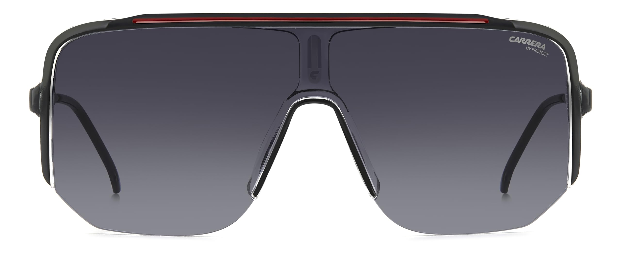 Carrera 1060/S temple close-up with visible hinge and brand detail offering durable fit