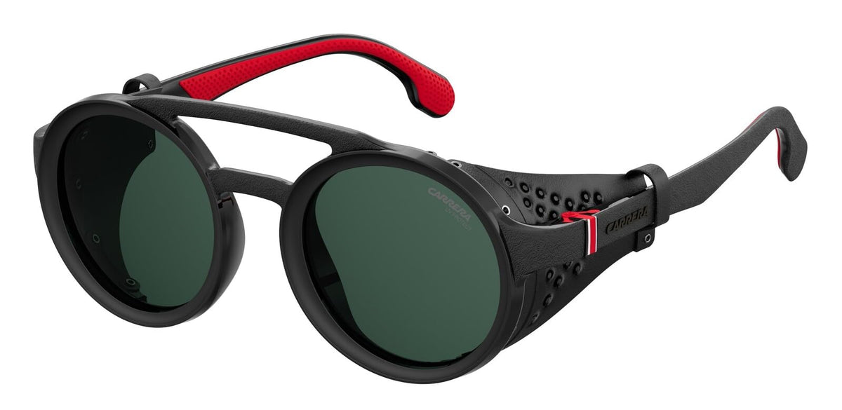 Carrera 5046/S front view black frame showcasing clean oval shape and timeless style