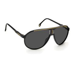 Carrera logo high-relief close-up on acetate frame highlighting premium finish benefit
