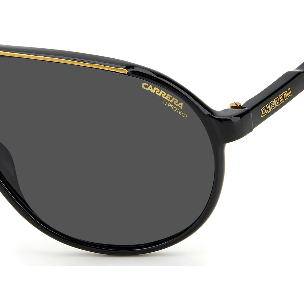 Carrera branded case with sunglasses inside showing travel protection benefit