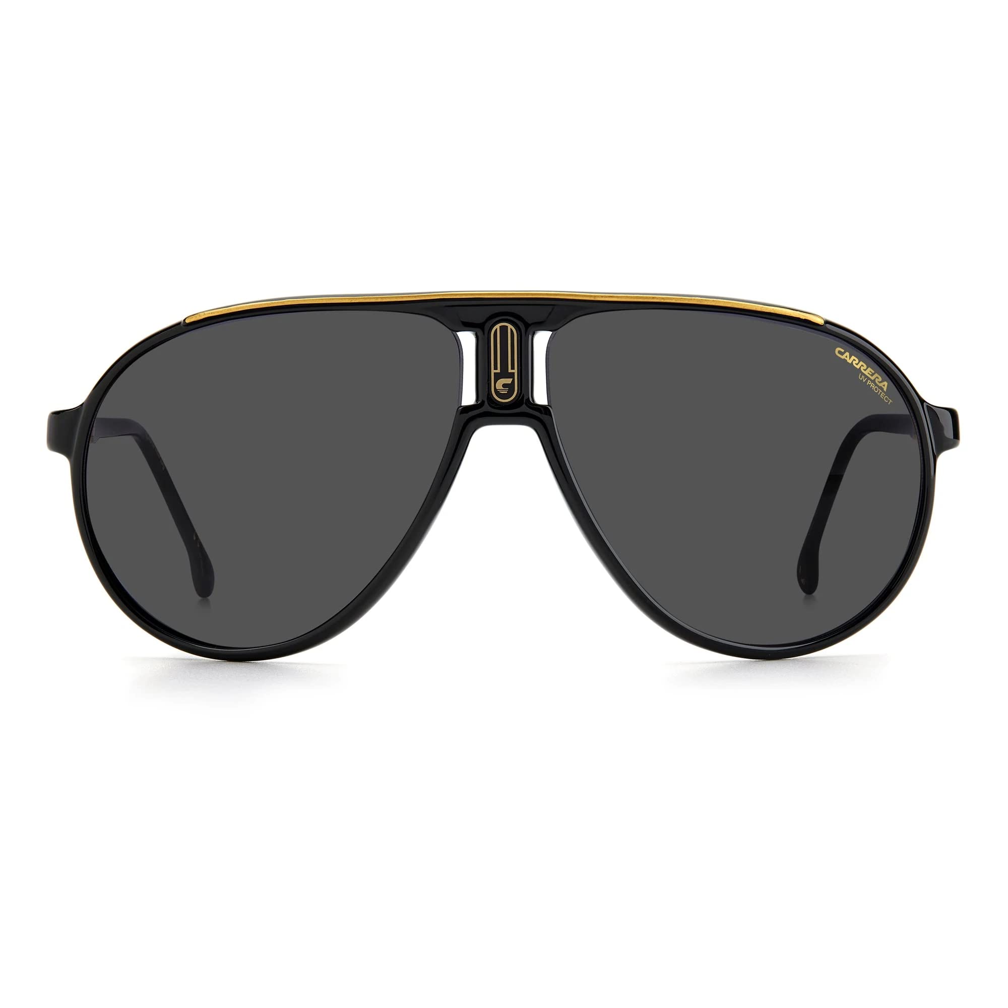 Carrera gradient polycarbonate lens close-up showing tint and reduced glare benefit