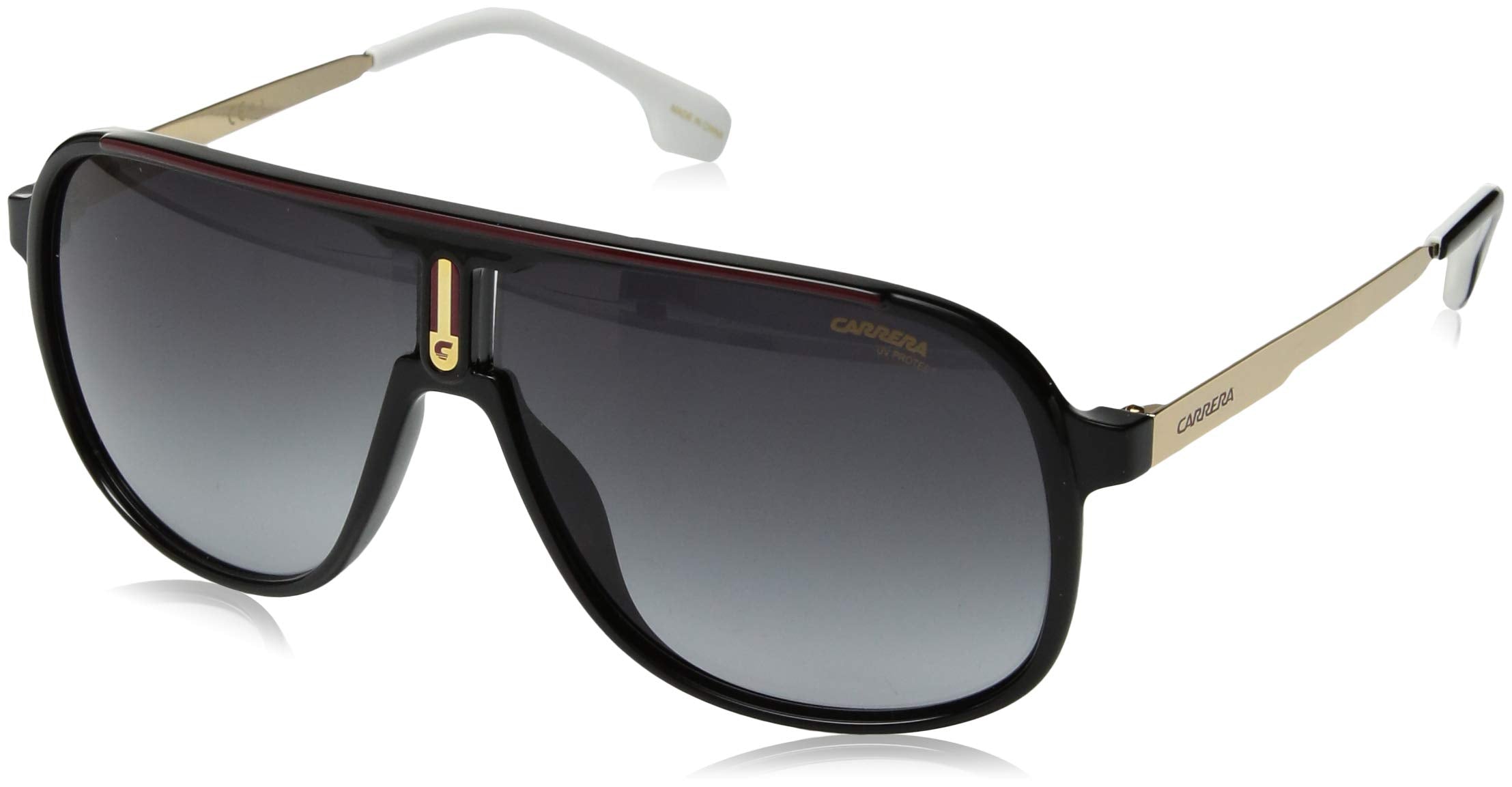 Carrera CA1007/S front view showing black frame and bold aviator look