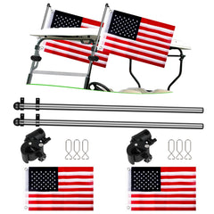 Cartalia flag holder mounted on golf cart showing stable clamp grip and visibility