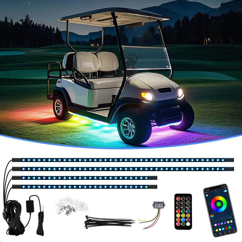 Cartalia front view of LED underbody kit showing full strip layout and bright colors