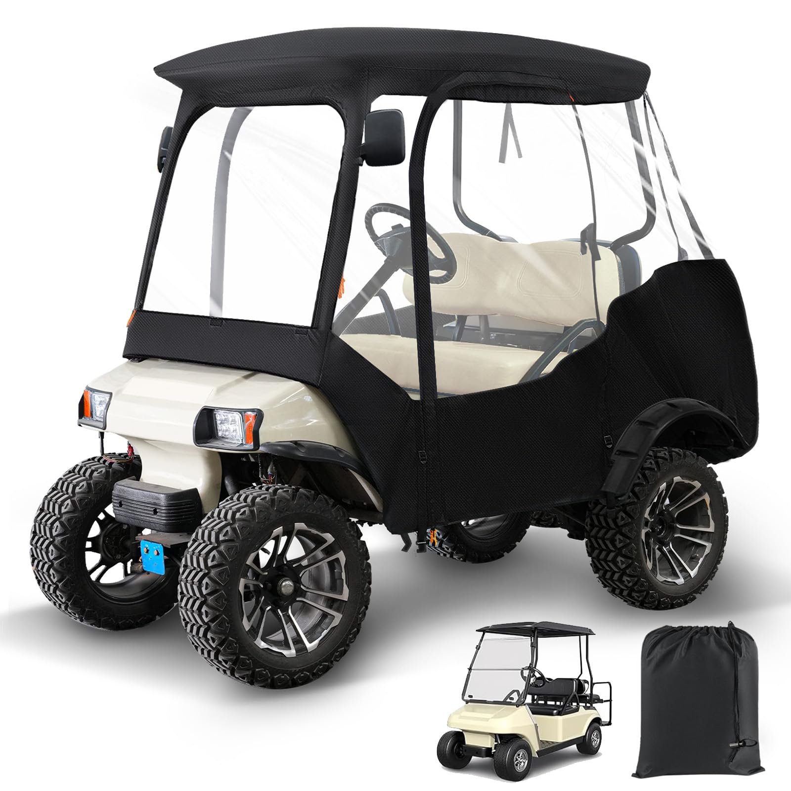 CartClan front view enclosure on Club Car DS showing full weather protection