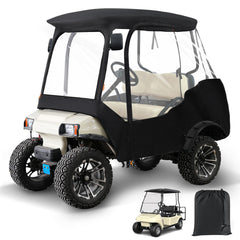 CartClan front view enclosure on Club Car DS showing full weather protection