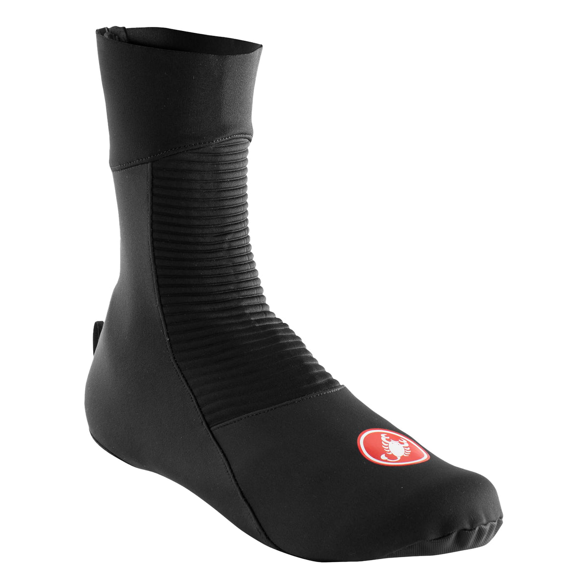 CASTELLI Entrata front view showing sleek overshoe and DWR finish for weather protection
