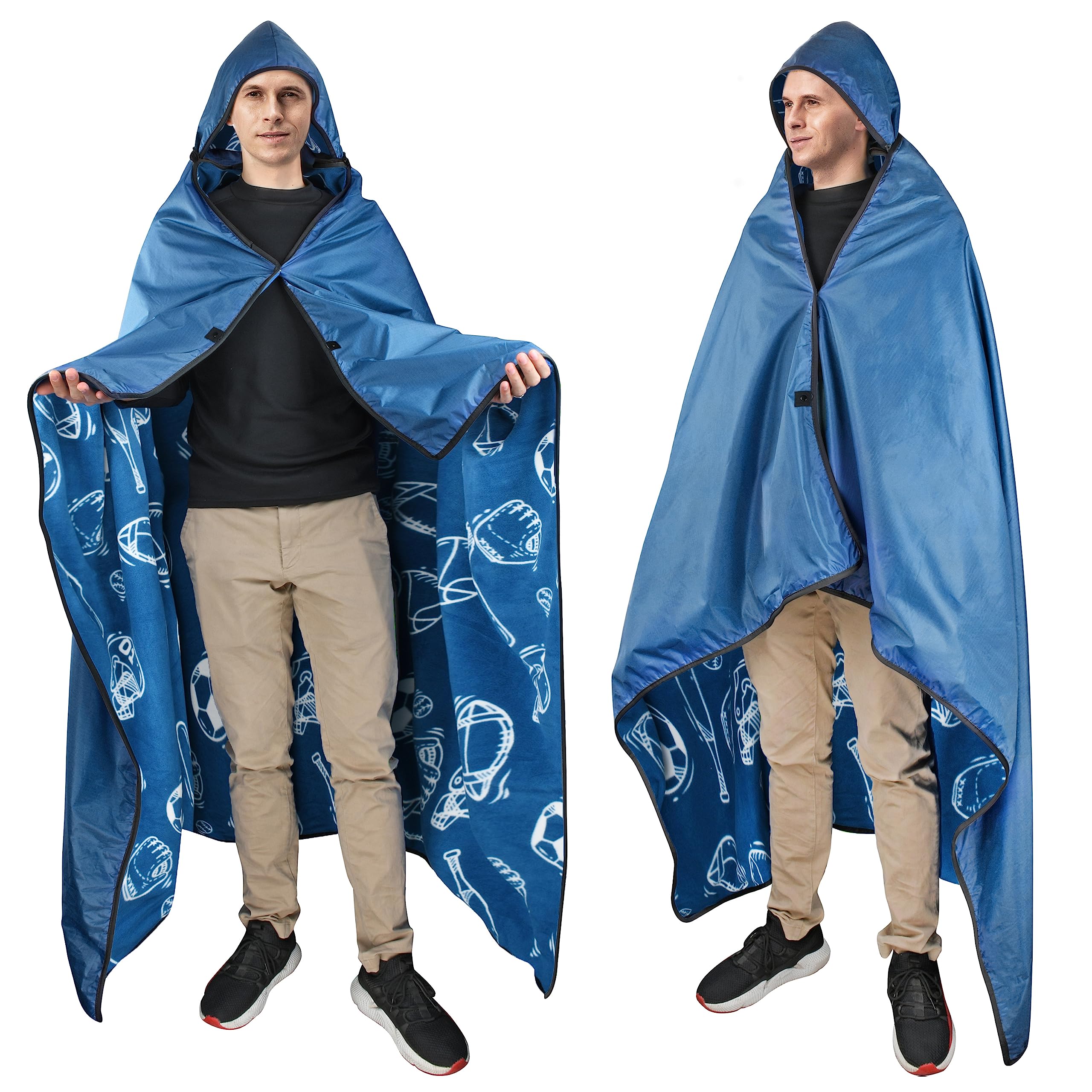 Catalonia front view of folded blanket showing compact carry pouch and handle for easy transport