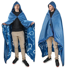 Catalonia front view of folded blanket showing compact carry pouch and handle for easy transport