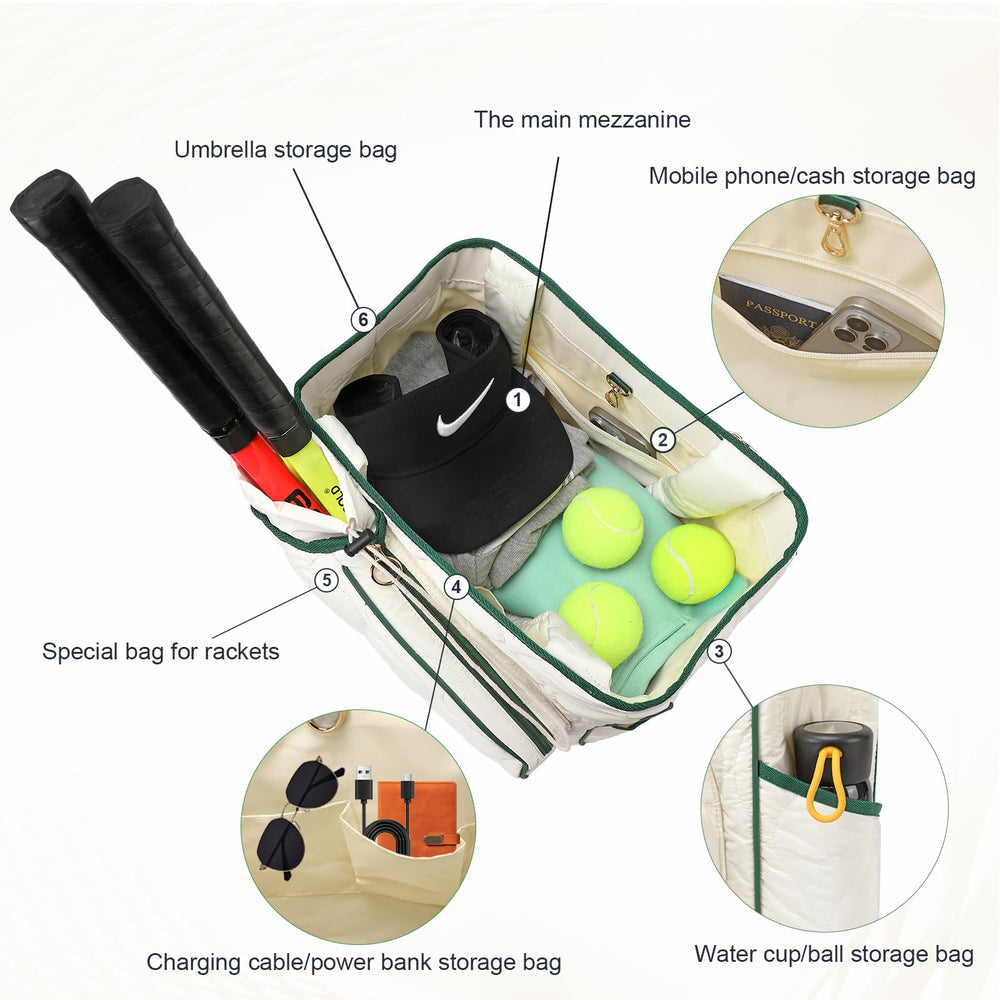 CCGTIOR main compartment packed with shoes clothes and extra racquets