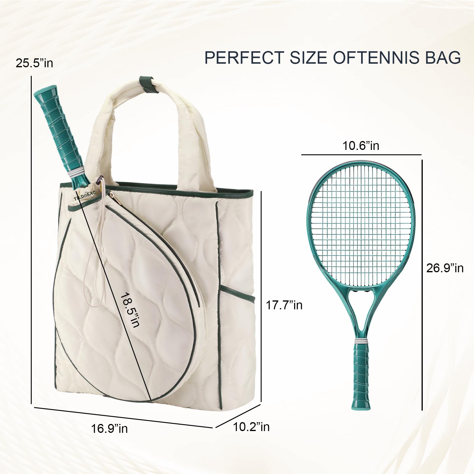 CCGTIOR scale comparison beside a tennis racket to show true dimensions
