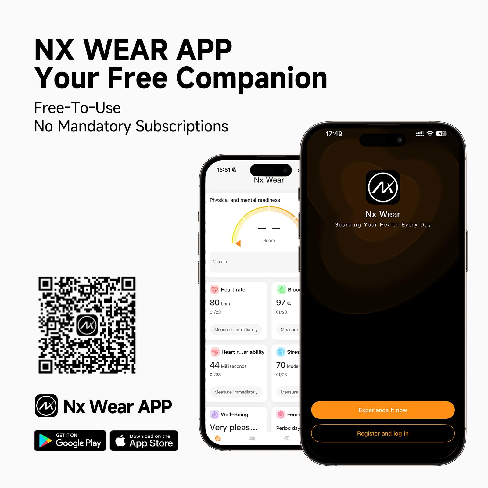 CCHEEN bracelet paired to NX Wear app showing trend graphs for clear insights