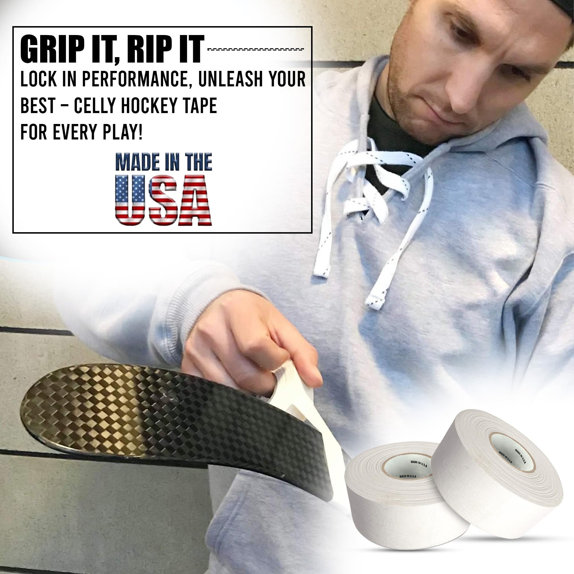 Athlete wrapping CellyTape on a baseball bat showing multipurpose use and added protection
