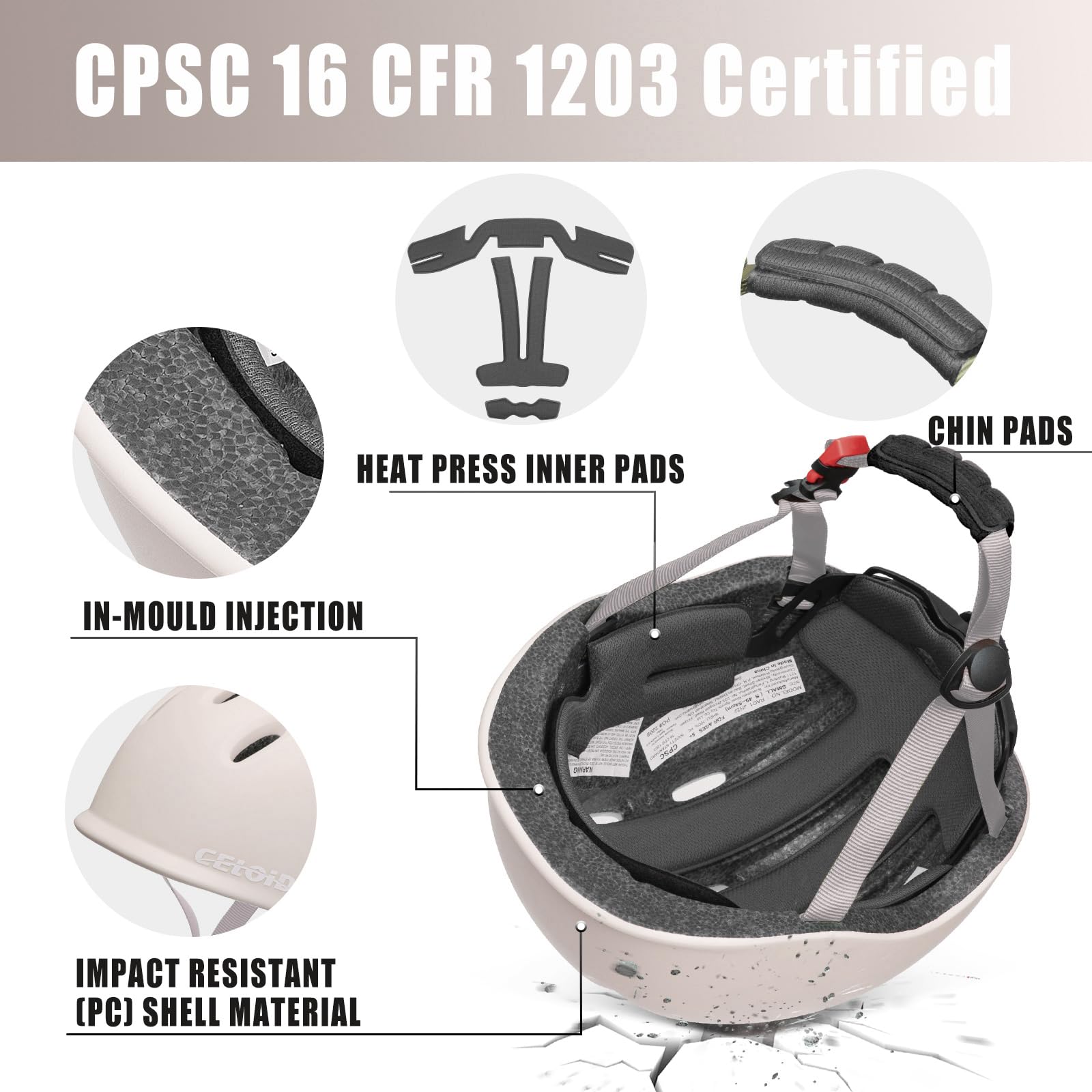 CELOID helmet worn by child riding bike demonstrating secure fit and activity use