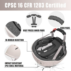 CELOID helmet worn by child riding bike demonstrating secure fit and activity use