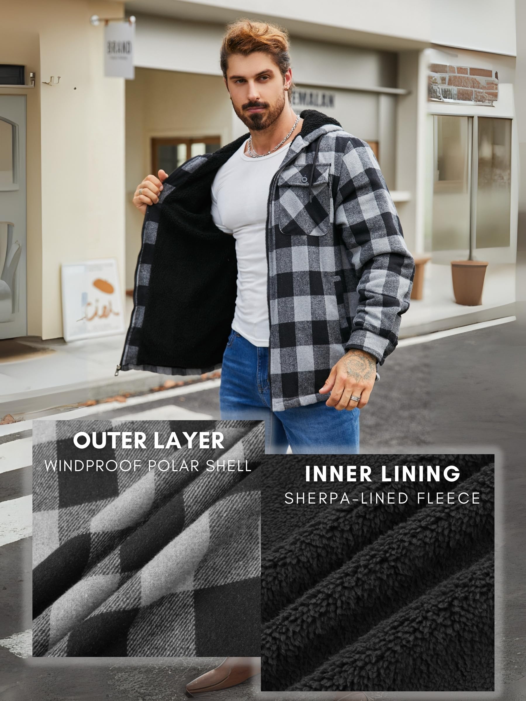 Ceoutdoor back view with model for size comparison and layering guidance