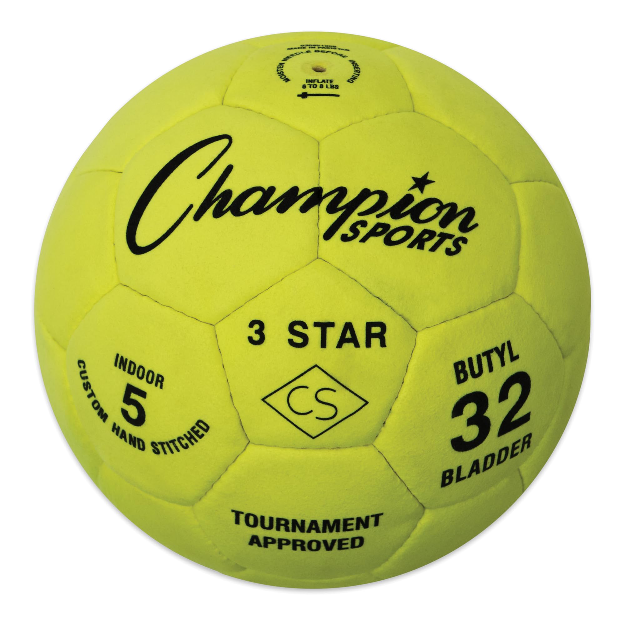 Champion Sports 3 Star front view showing yellow black panels and official size visibility