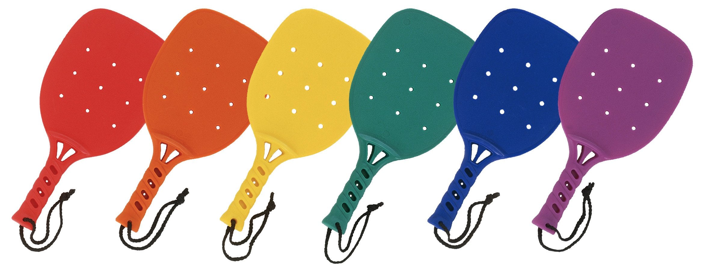 Champion Sports front view of six colorful 15-inch paddles showing durability and easy grip