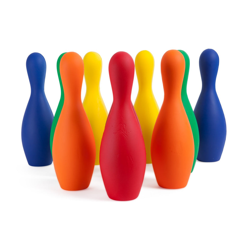 Champion Sports front view of ten colorful pins shows durability and vibrant colors