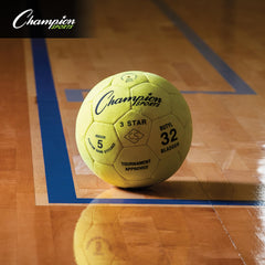 Champion Sports hand‑stitched panels detail showing durable stitching for long life