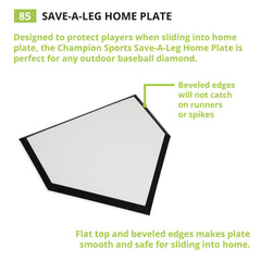 Champion Sports removable metal spikes and anchoring hardware ready to secure plate; stable field setup