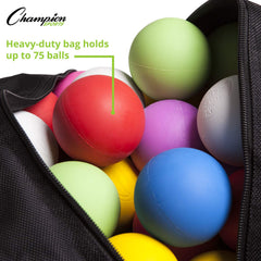 Champion Sports side view filled with balls for fast access during drills