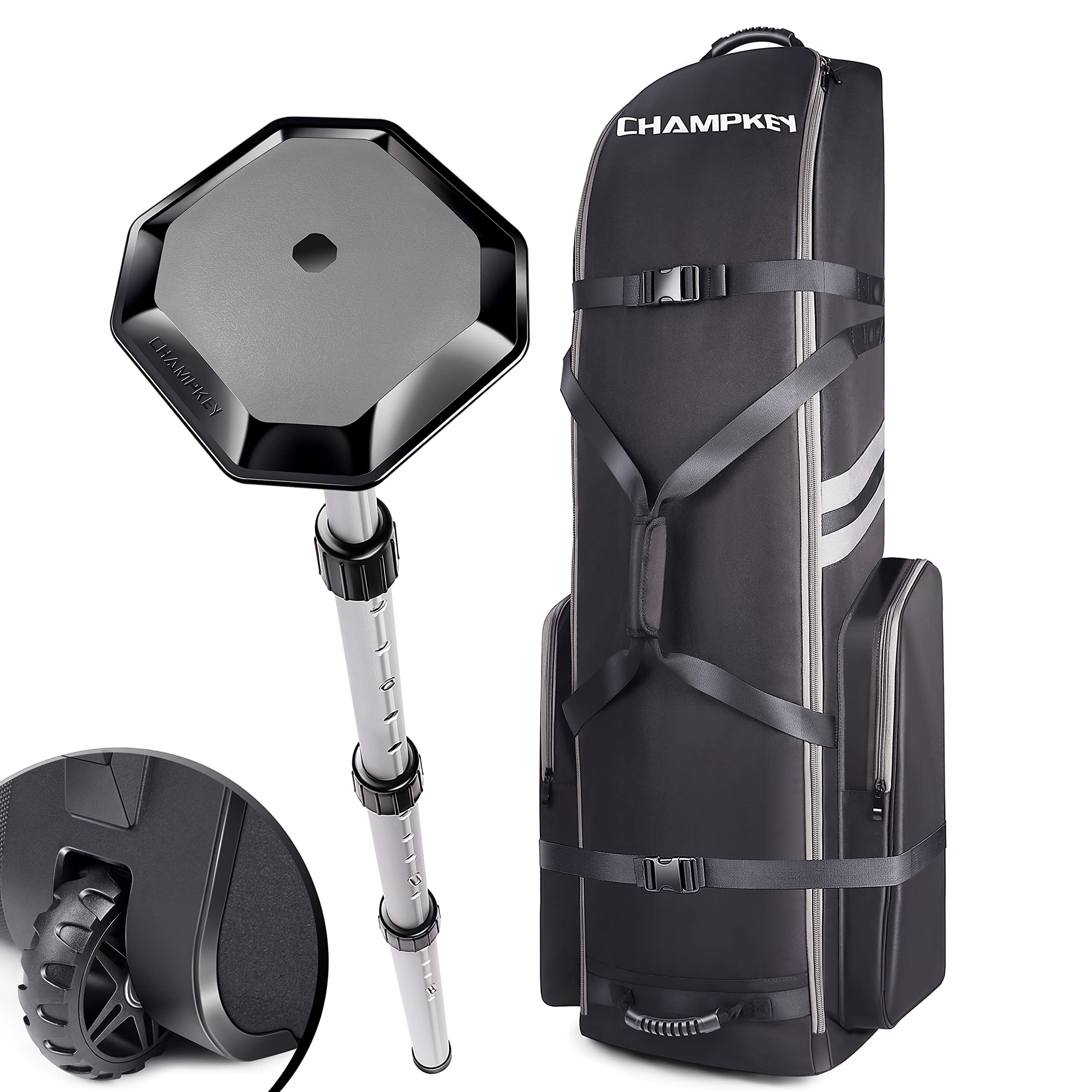 CHAMPKEY front view of travel bag showing full protection and easy access