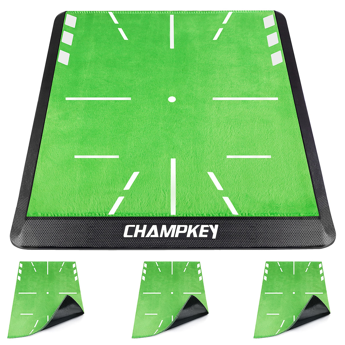 CHAMPKEY front view of mat showing full hitting surface and benefits