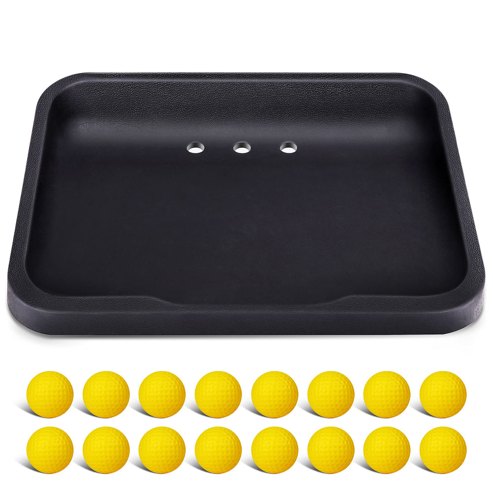 CHAMPKEY front view tray and balls showing stable practice setup benefit