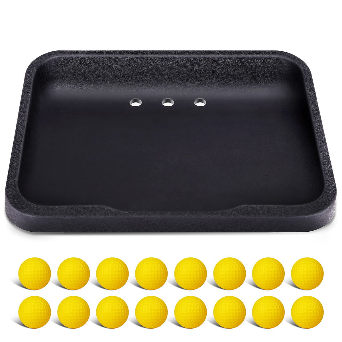 CHAMPKEY front view tray and balls showing stable practice setup benefit