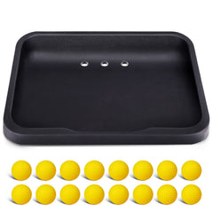CHAMPKEY front view tray and balls showing stable practice setup benefit
