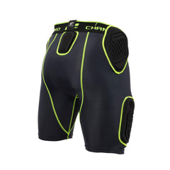 CHAMPRO girdle front view showing five integrated pads and optic blue accents for secure protection