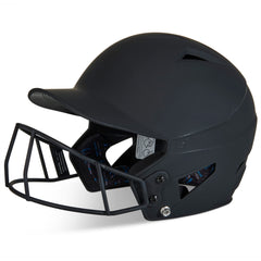 CHAMPRO helmet front view showing matte black finish and facemask for clear coverage