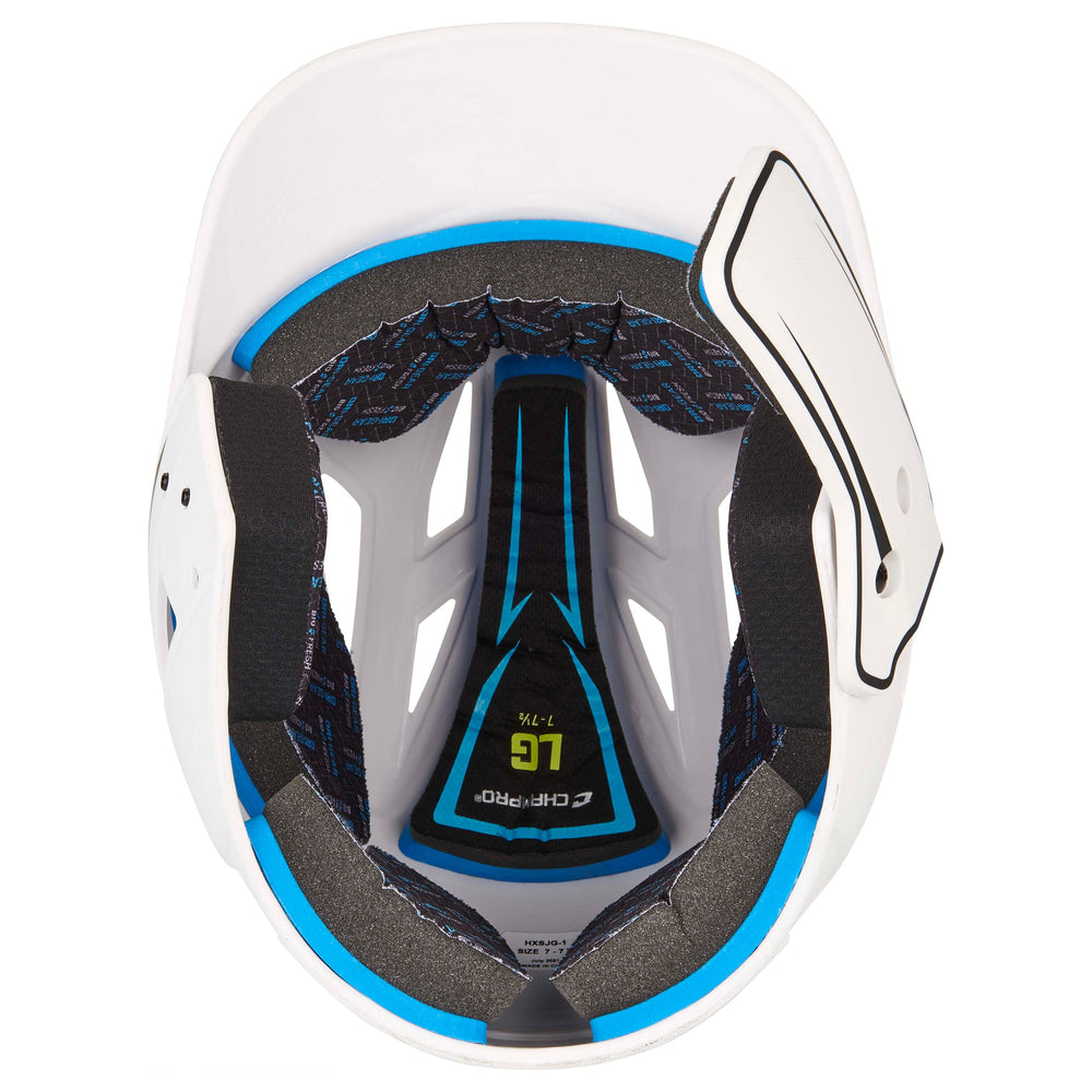 CHAMPRO helmet on headform illustrating Senior Large fit and scale