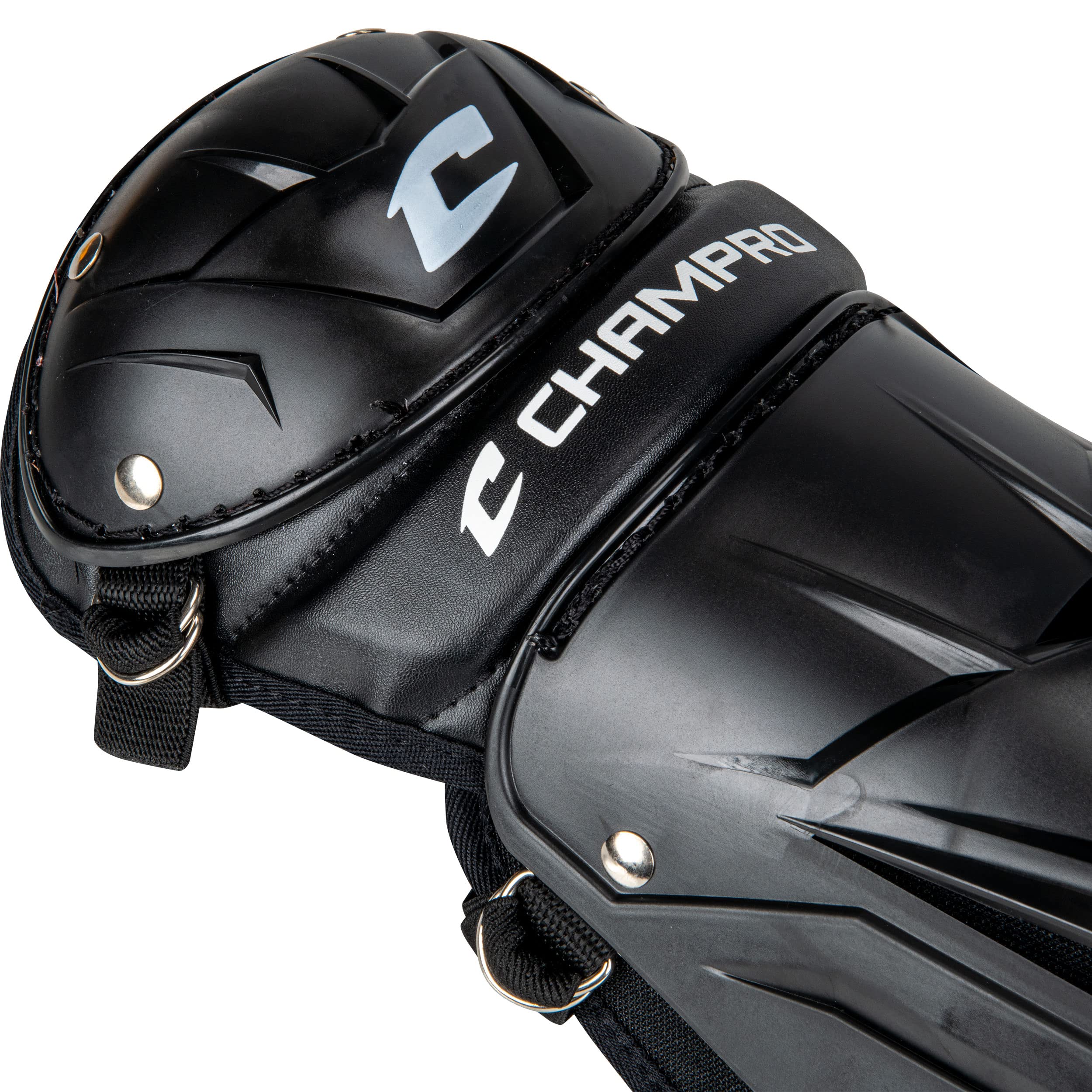 CHAMPRO close-up of polyethylene shin plate highlighting durable protection