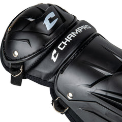 CHAMPRO close-up of polyethylene shin plate highlighting durable protection